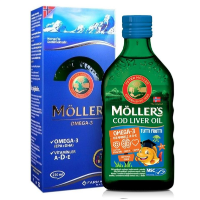 Möller's Omega-3 Cod Liver Oil Balık Yağı Tutti Fruitti 250 Ml - 1